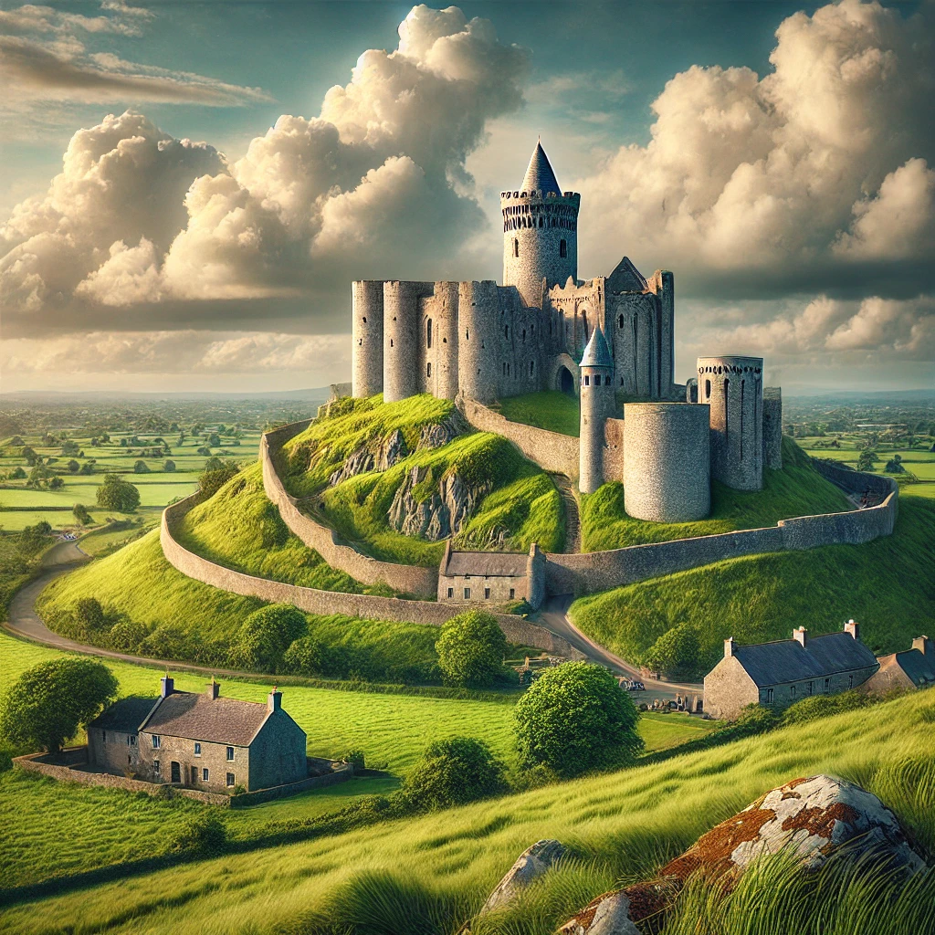 https://tourstoireland.ie/wp-content/uploads/2025/01/DALL·E-2025-01-15-16.12.31-The-Rock-of-Cashel-in-Ireland-an-ancient-fortress-complex-with-a-round-tower-and-cathedral-ruins-atop-a-hill-surrounded-by-lush-green-fields-under-a.webp